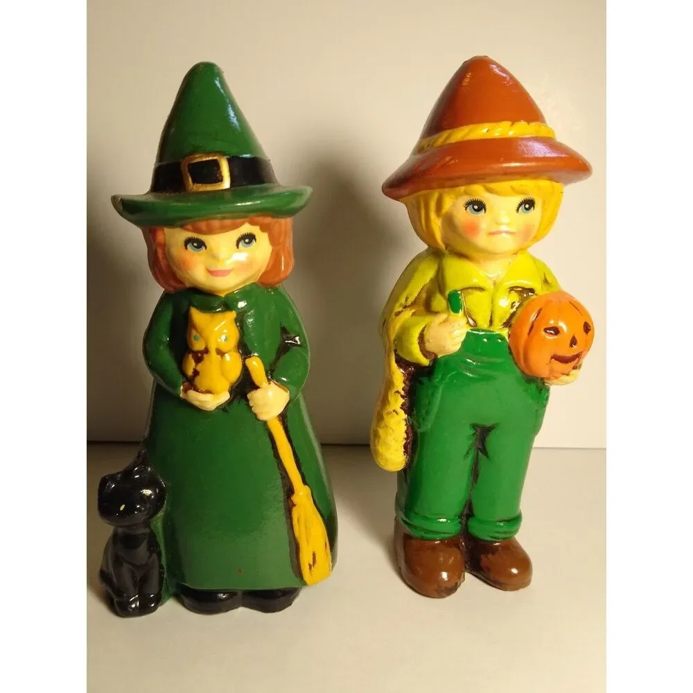 Vintage Norcrest Halloween Witch Scarecrow Figurine Set Made in Japan 6